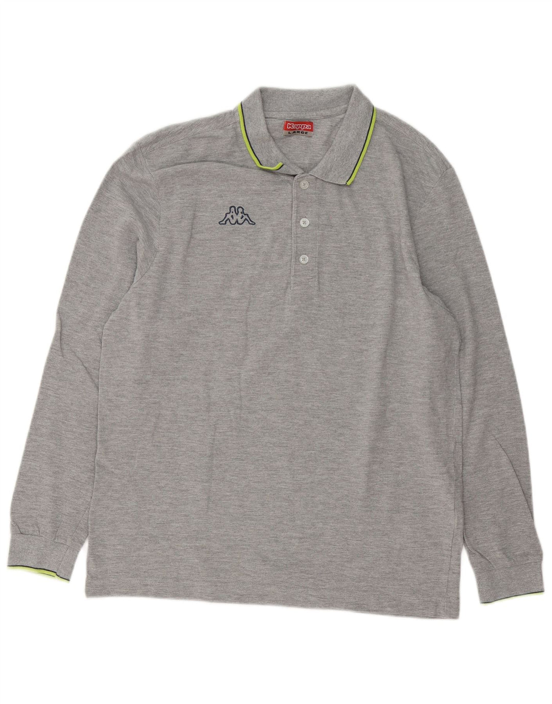 Polo Kappa Uomo Manica Lunga Regular Fit Large in Cotone Grigio