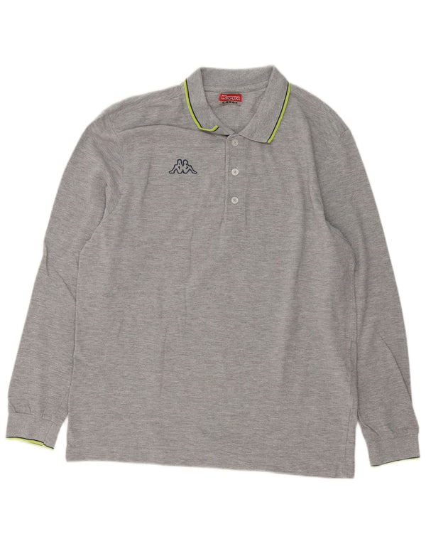 Polo Kappa Uomo Manica Lunga Regular Fit Large in Cotone Grigio