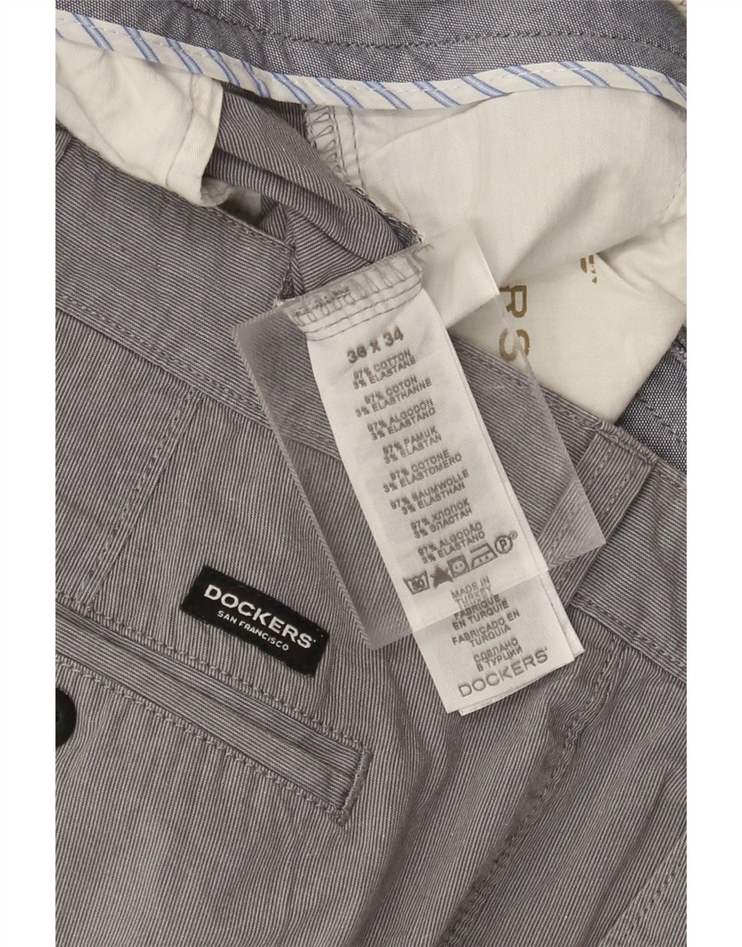 Pantaloni chino extra sim fit da uomo Dockers W36 L34 cotone grigio