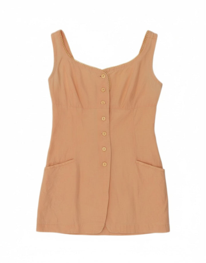 VINTAGE Womens Sleeveless Tunic Top UK 12 Medium Orange Vintage Vintage and Second-Hand Vintage from Messina Hembry 