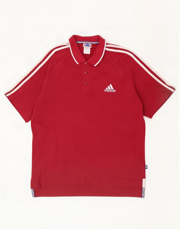 Polo Adidas da uomo UK 40/42 cotone bordeaux medio