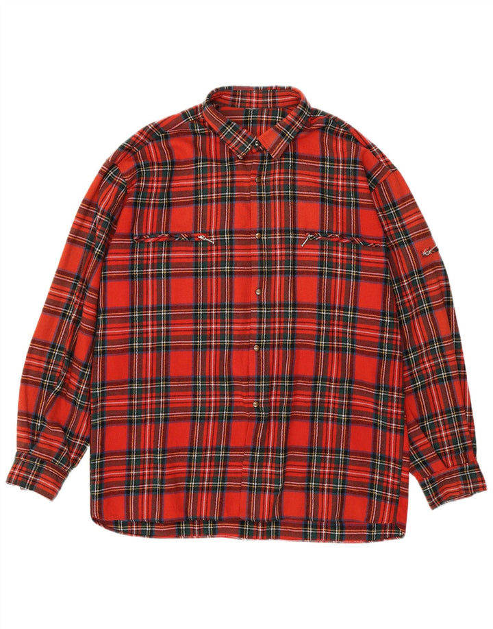 Camicia vintage da uomo in flanella XL scozzese rossa