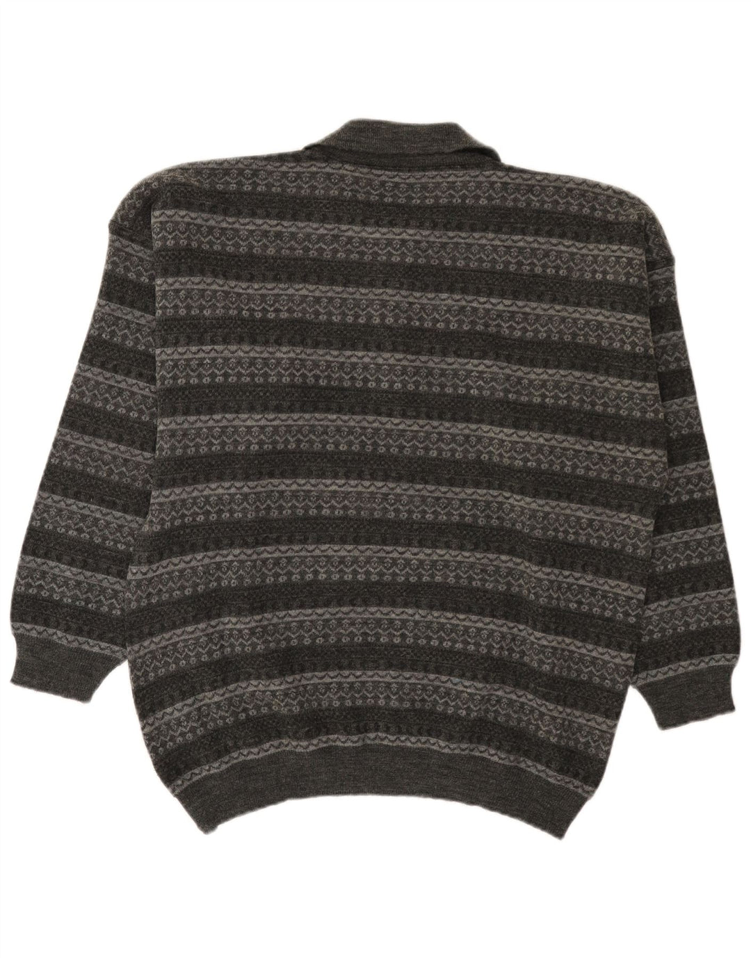 Maglione vintage da uomo con collo alto a righe grigie grandi