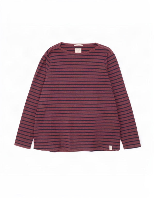 Top da donna a maniche lunghe Fat Face UK 18 XL cotone a righe bordeaux