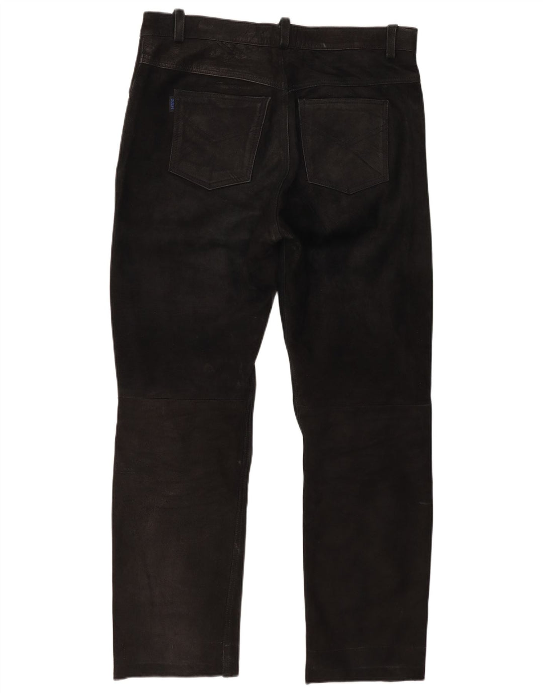 Pantaloni dritti in pelle vintage da uomo W37 L30 neri