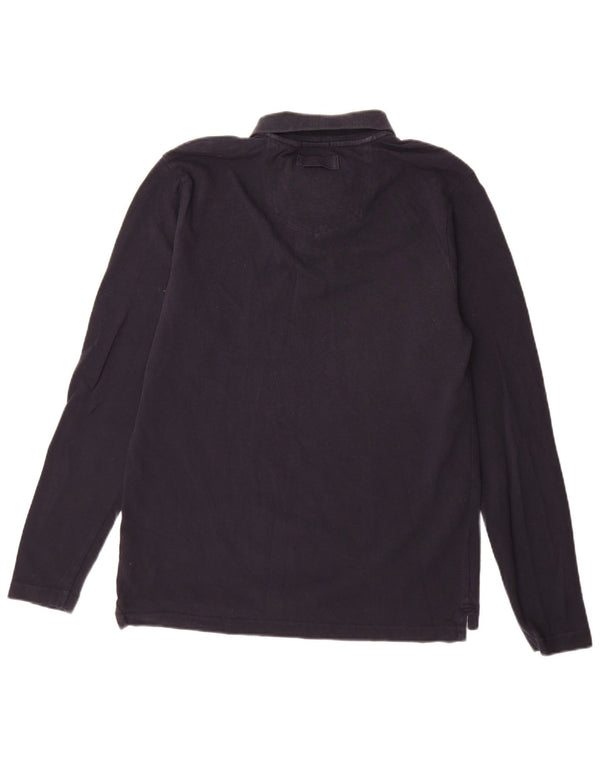 Polo da uomo a maniche lunghe Fat Face in cotone blu navy medio