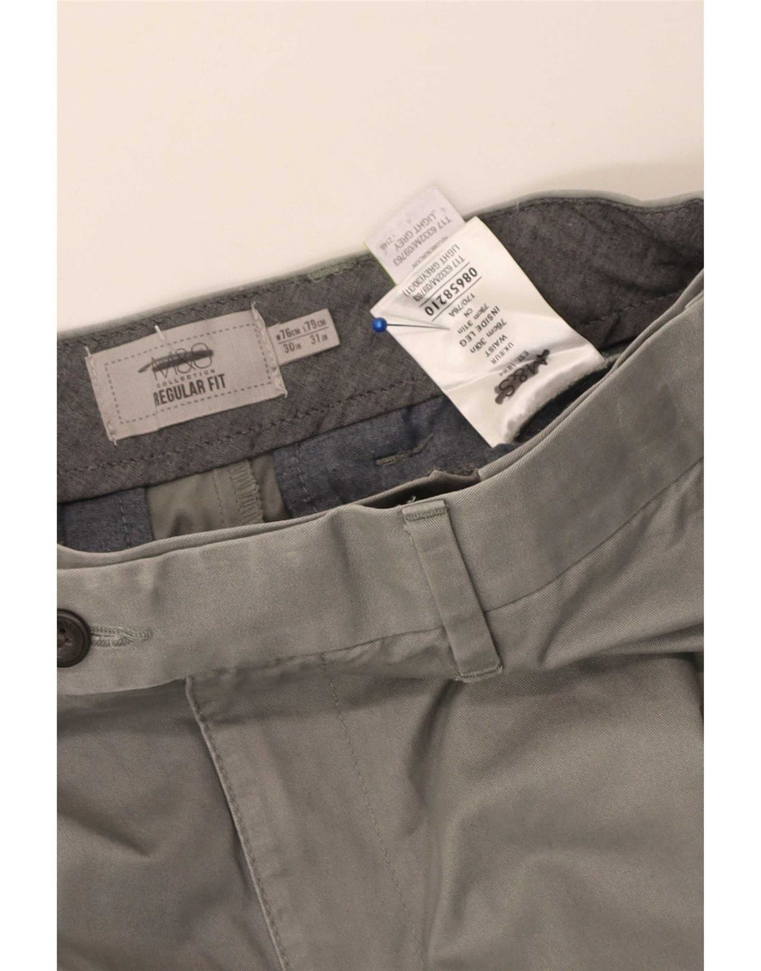 Pantaloni da abito da uomo con vestibilità regolare e pegged Marks & Spencer W30 L31 in cotone grigio