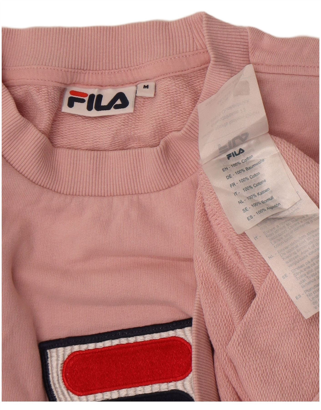 Felpa grafica da donna Fila Maglione UK 14 Cotone rosa medio