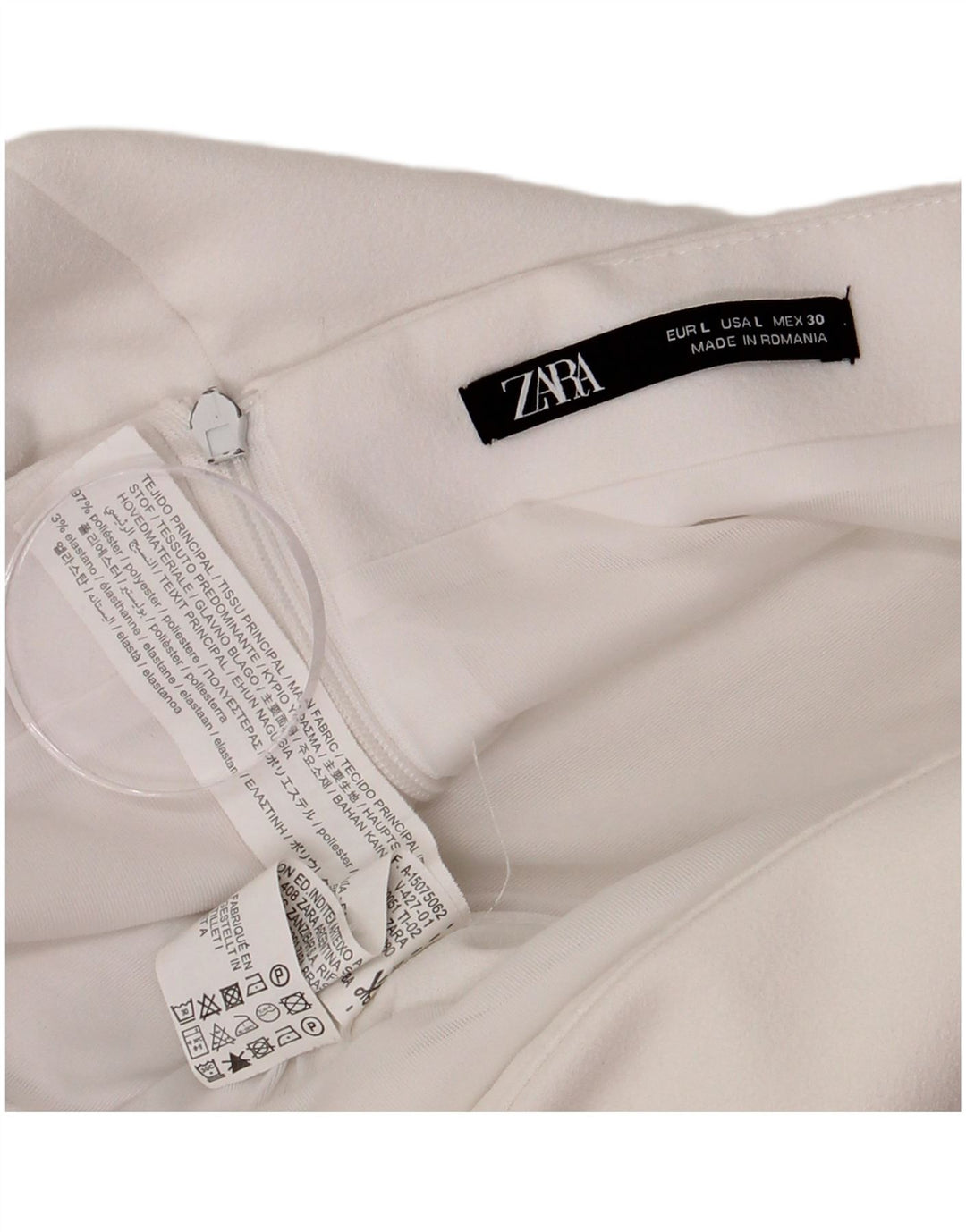 Minigonna Zara da donna grande W30 poliestere bianco