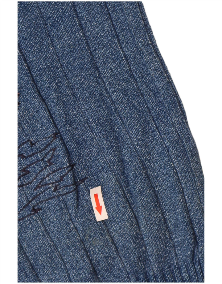 Maglione vintage da uomo con scollo a V grafico XL in cotone blu fumetti