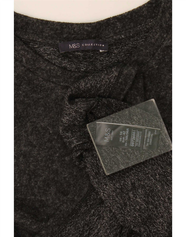 Marks & Spencer Top da donna a maniche lunghe UK 14 Large Grigio Poliestere