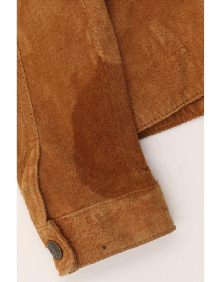 Giacca vintage in pelle scamosciata da donna EU 36 piccola in pelle beige