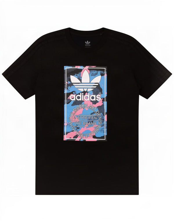 T-shirt Adidas da ragazzo con grafica a tre strisce, 13-14 anni, in cotone nero