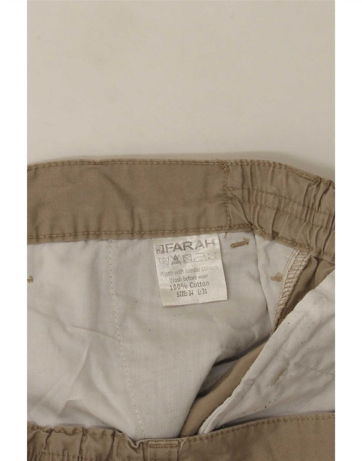Pantaloni cargo dritti da uomo Farah W34 L31 in cotone beige