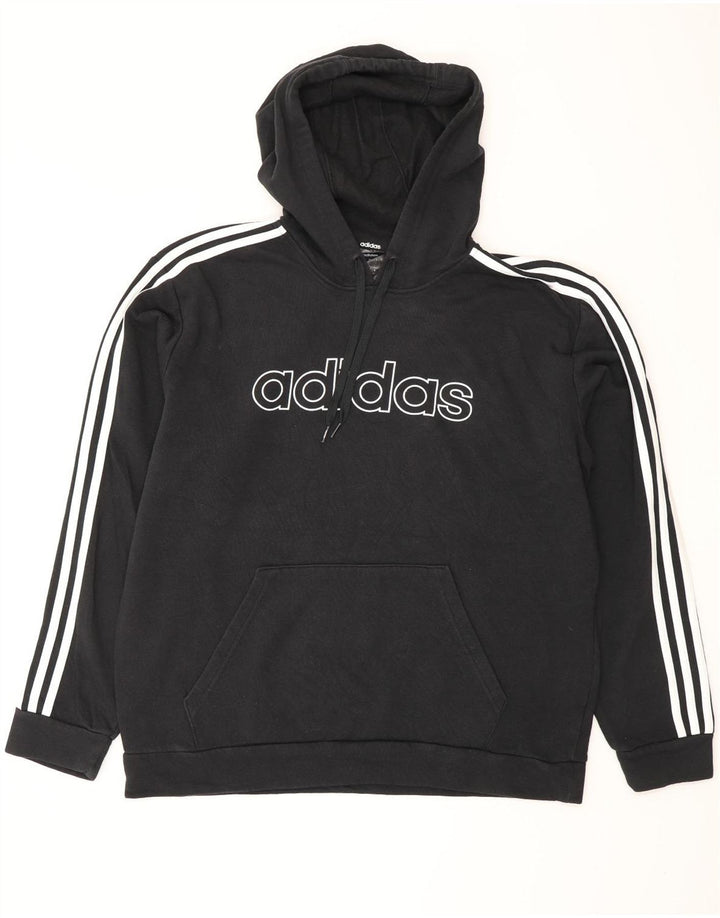 Maglione con cappuccio grafico da uomo ADIDAS grande in cotone nero