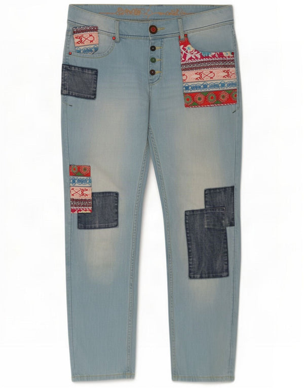 Desigual Jeans slim da donna W30 L28 Blu Patchwork Cotone