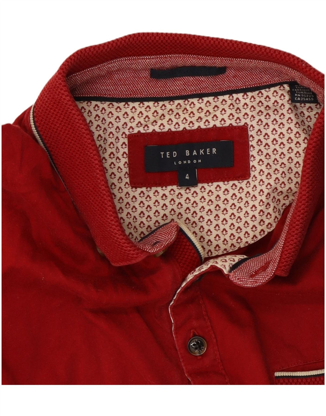 Polo da uomo Ted Baker taglia 4 grande in cotone rosso