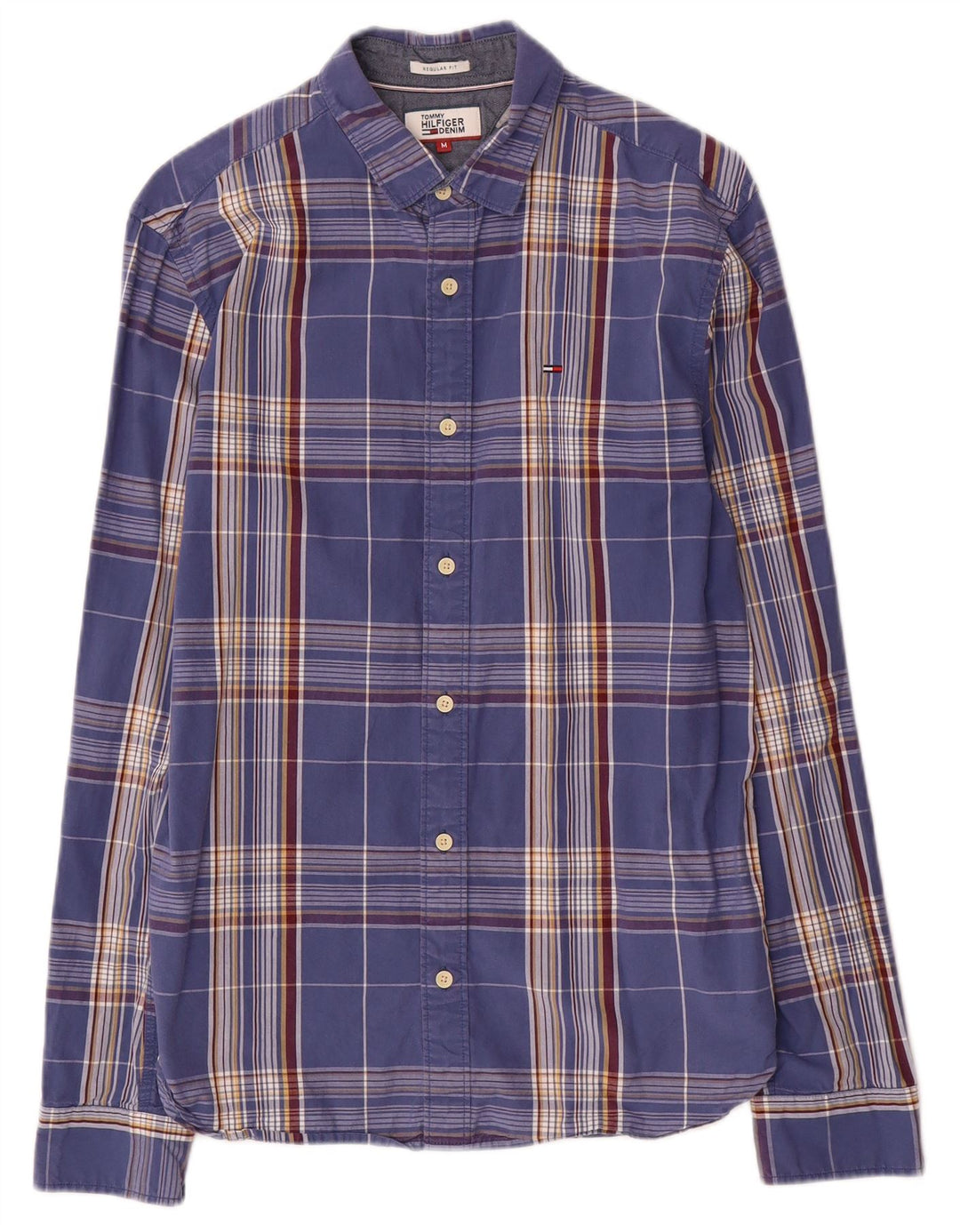 Camicia da uomo Regular Fit Tommy Hilfiger in cotone a quadri blu medio