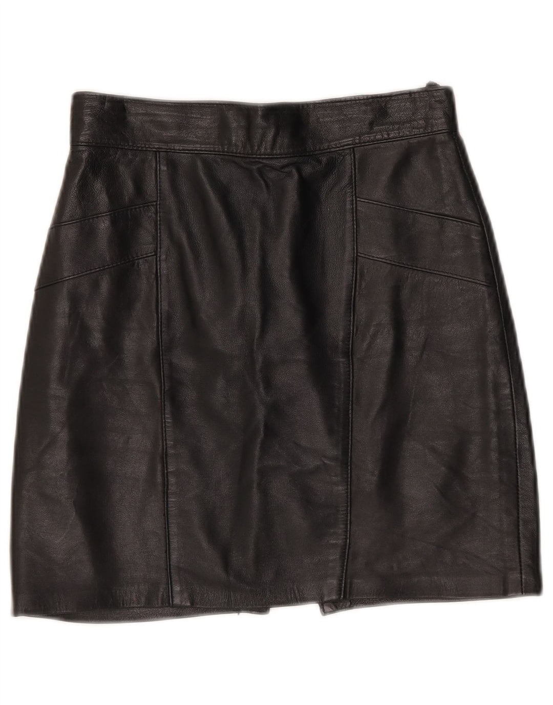 Mini gonna in pelle vintage da donna W25 XS nera