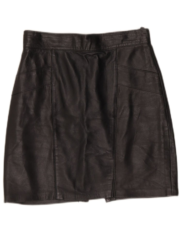 Mini gonna in pelle vintage da donna W25 XS nera