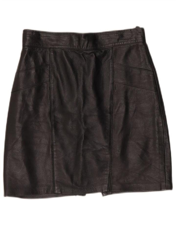 Mini gonna in pelle vintage da donna W25 XS nera