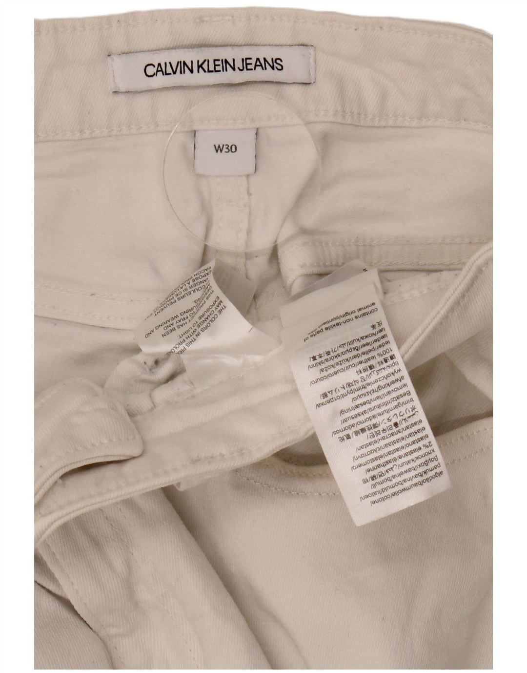 CALVIN KLEIN Jeans cropped da donna W30 L24 cotone bianco