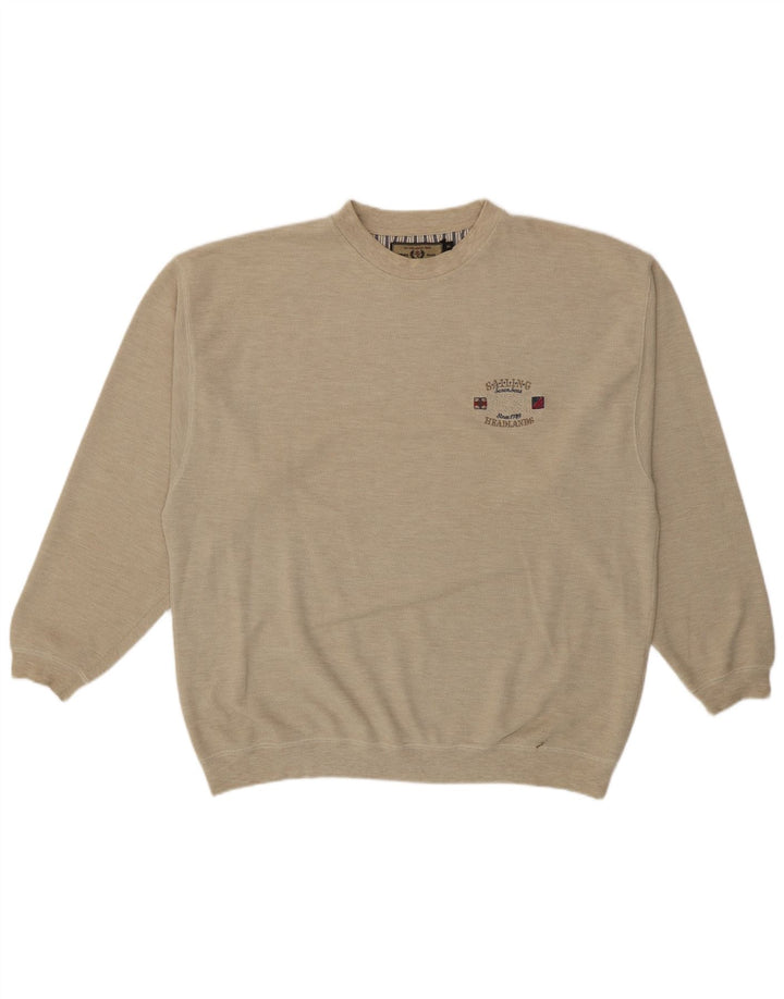 Felpa da uomo vintage maglione XL in cotone beige