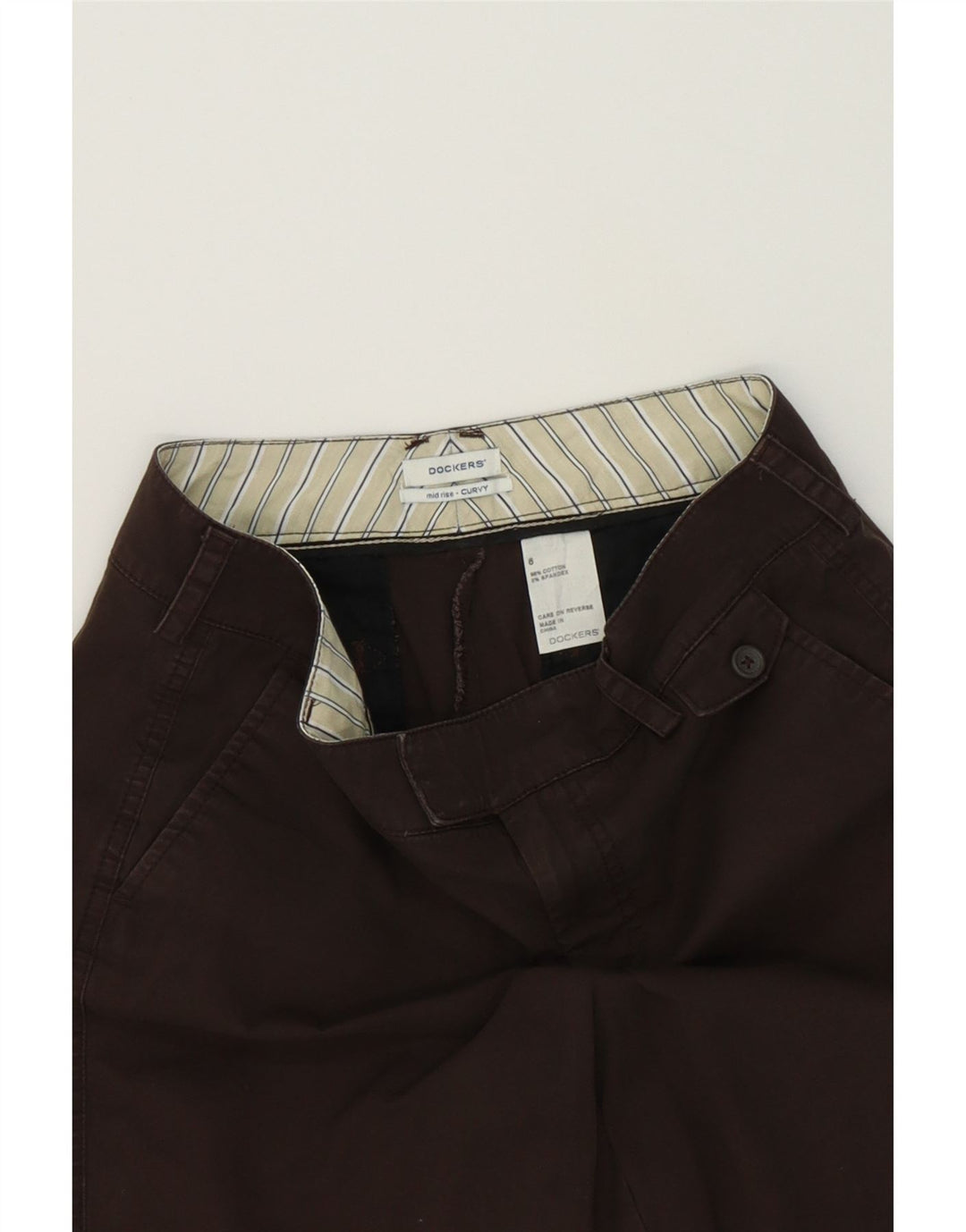 DOCKERS Womens Curvy Mid Rise Chino Shorts US 6 Medium W32 Grey Cotton Vintage Dockers and Second-Hand Dockers from Messina Hembry 