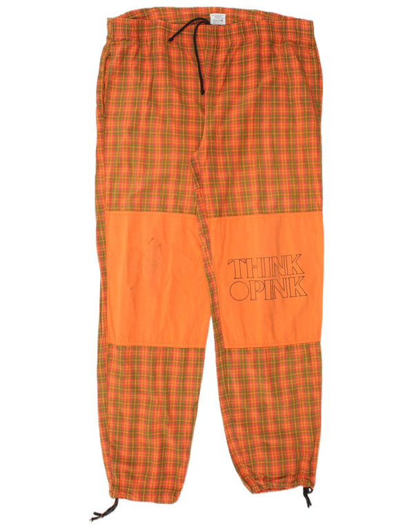 Pantaloni da tuta con grafica da uomo Think Pink Joggers XL in cotone a quadri arancioni