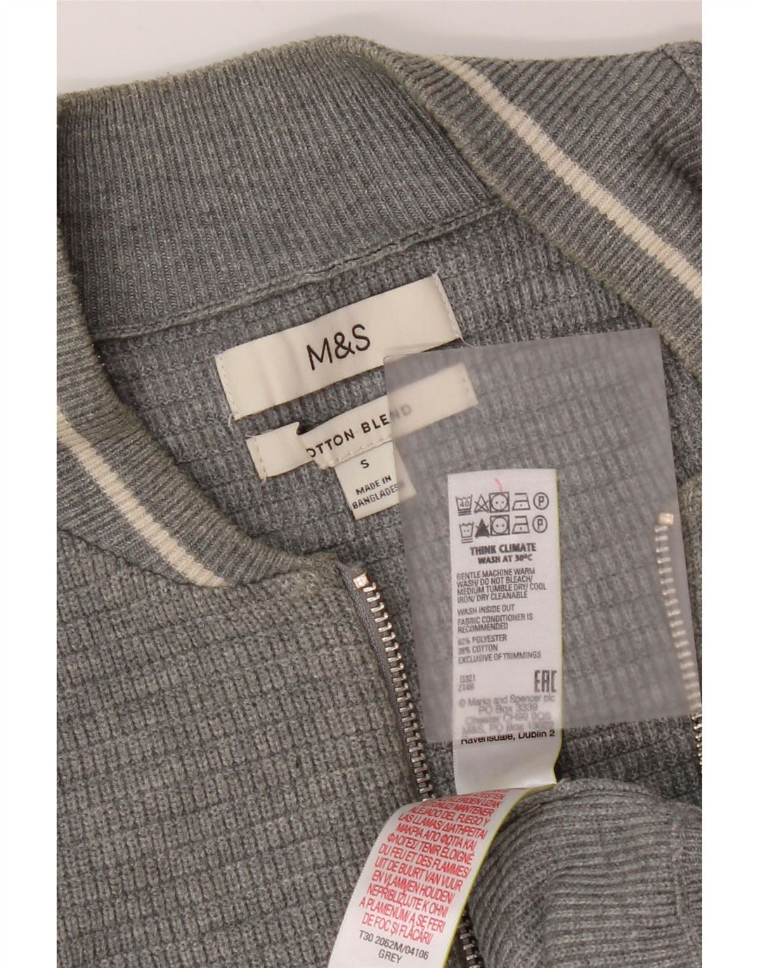 Maglione cardigan da uomo Marks & Spencer piccolo poliestere grigio