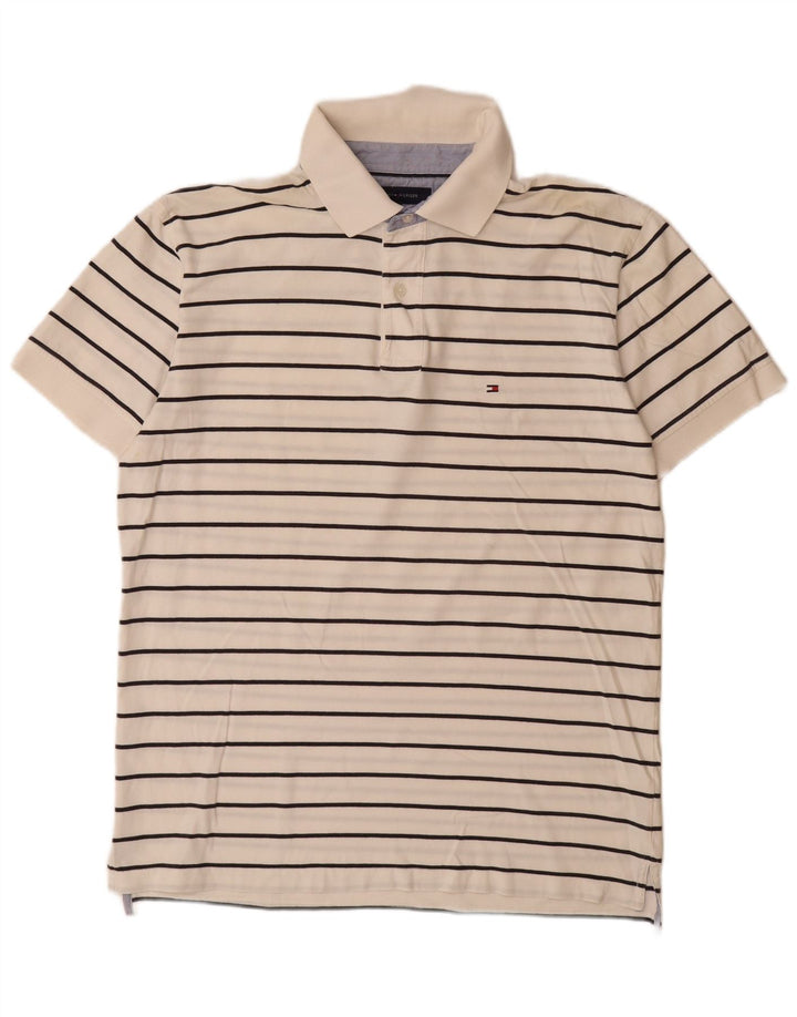 TOMMY HILFIGER Polo da uomo in cotone a righe grandi bianco sporco
