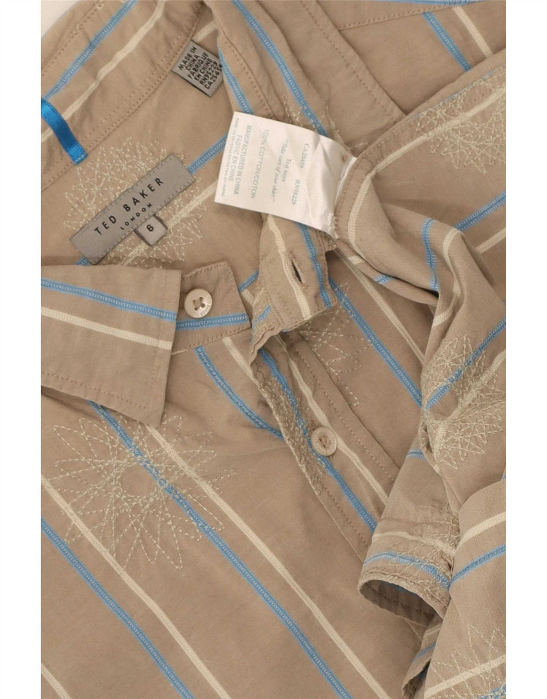 Camicia da uomo Ted Baker taglia 6 2XL cotone a righe beige