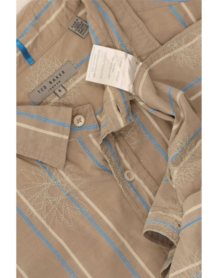 Camicia da uomo Ted Baker taglia 6 2XL cotone a righe beige