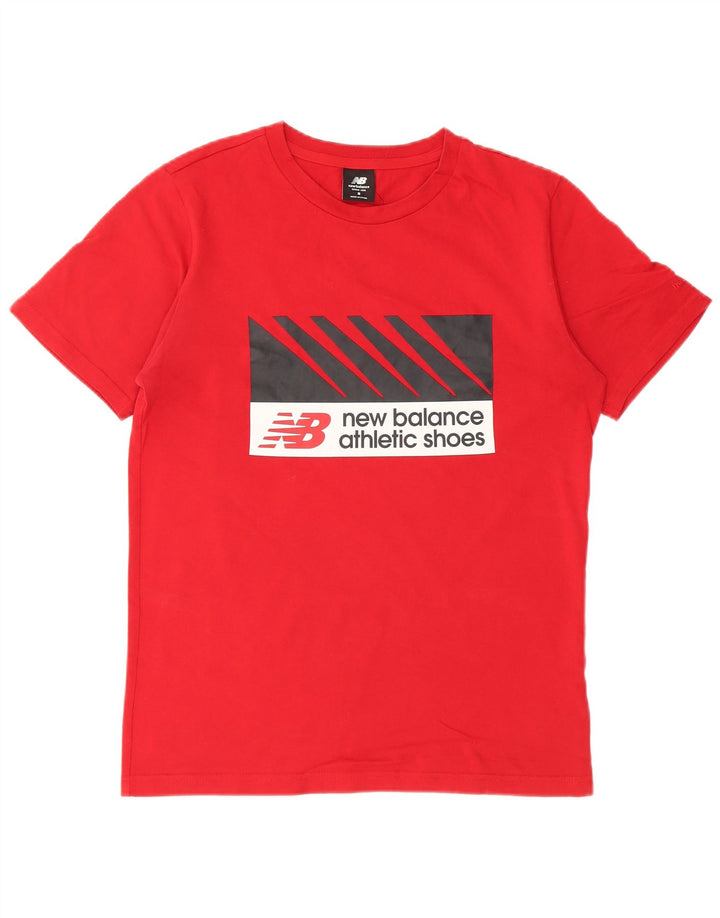 NEW BALANCE Mens Graphic T-Shirt Top Small Red Cotton