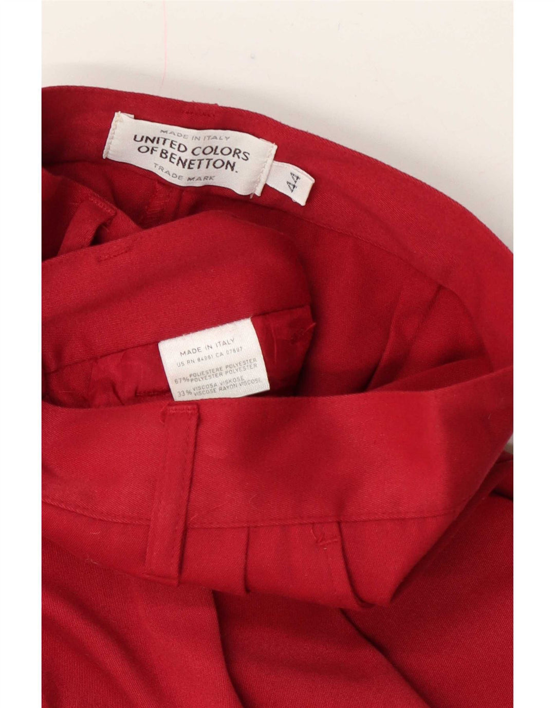 Pantaloncini chino con pegging da donna Benetton IT 44 Medium W28 Poliestere rosso