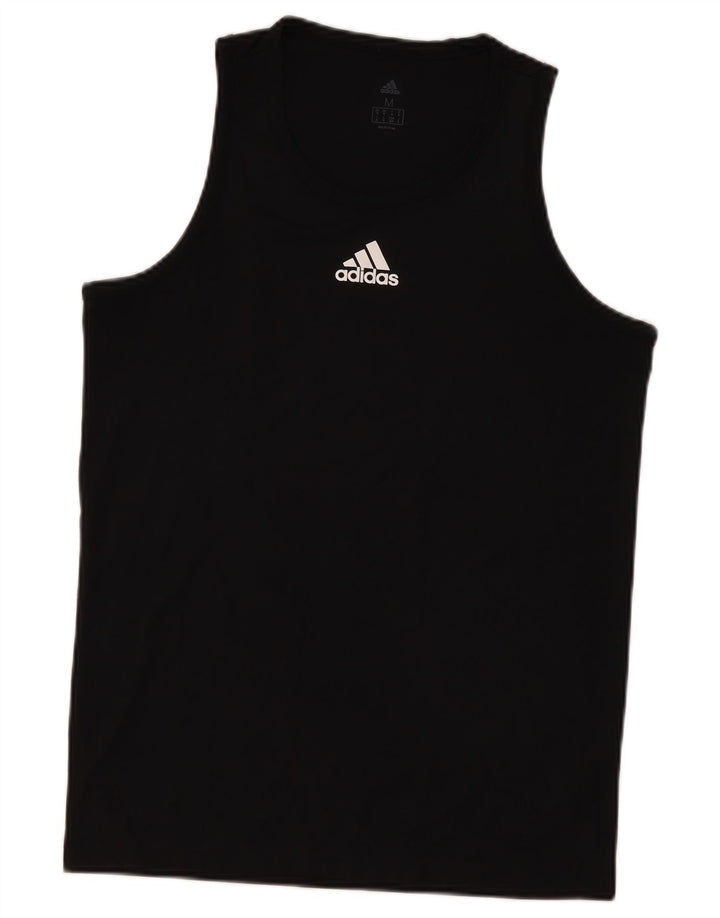 Canottiera grafica da uomo Adidas Top in poliestere nero medio