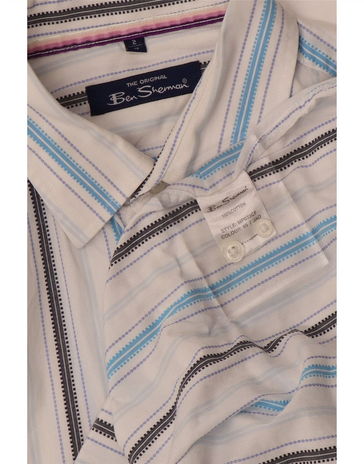 Camicia da uomo BEN SHERMAN in cotone a righe bianche medie
