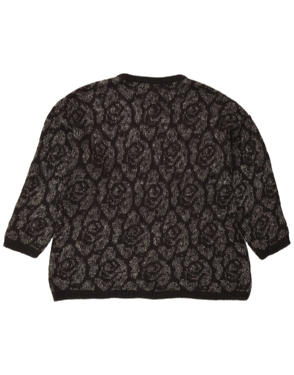 Maglione maglione girocollo da donna BENETTON UK 18 XL Nero floreale