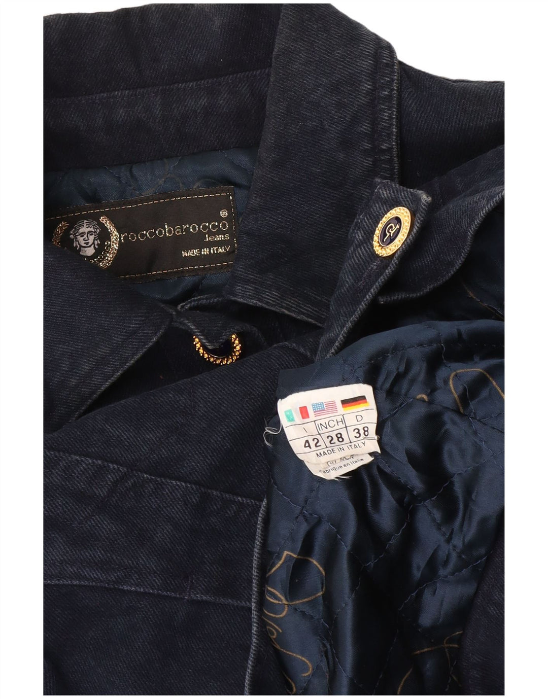 Giacca Jeans Donna Roccobarocco IT 42 Medio Blu Navy Cotone