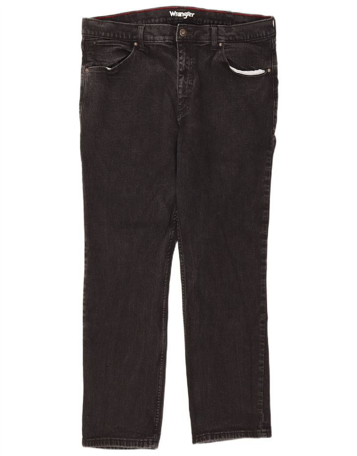 Jeans dritti regolari da uomo Wrangler W38 L30 cotone nero