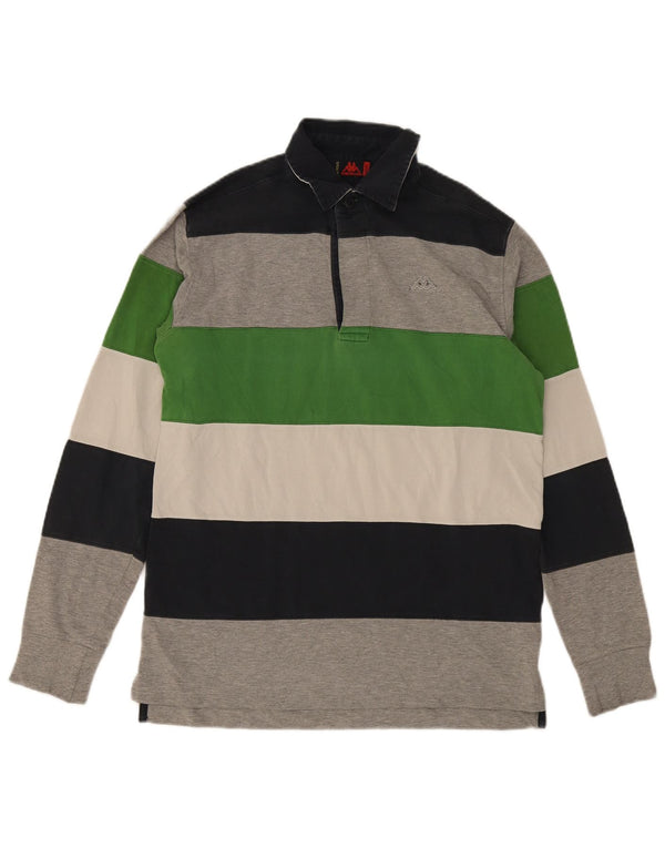 Polo Rugby Kappa da Uomo a Maniche Lunghe Grande in Cotone a Righe Multicolori