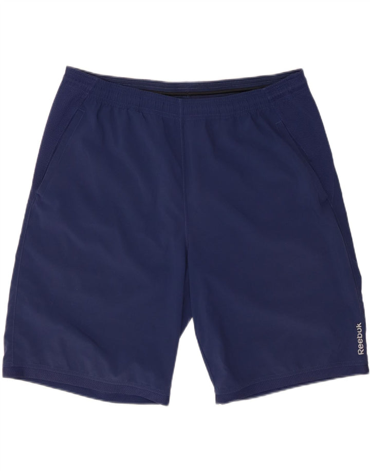 Pantaloncini sportivi da uomo REEBOK grandi in poliestere blu navy