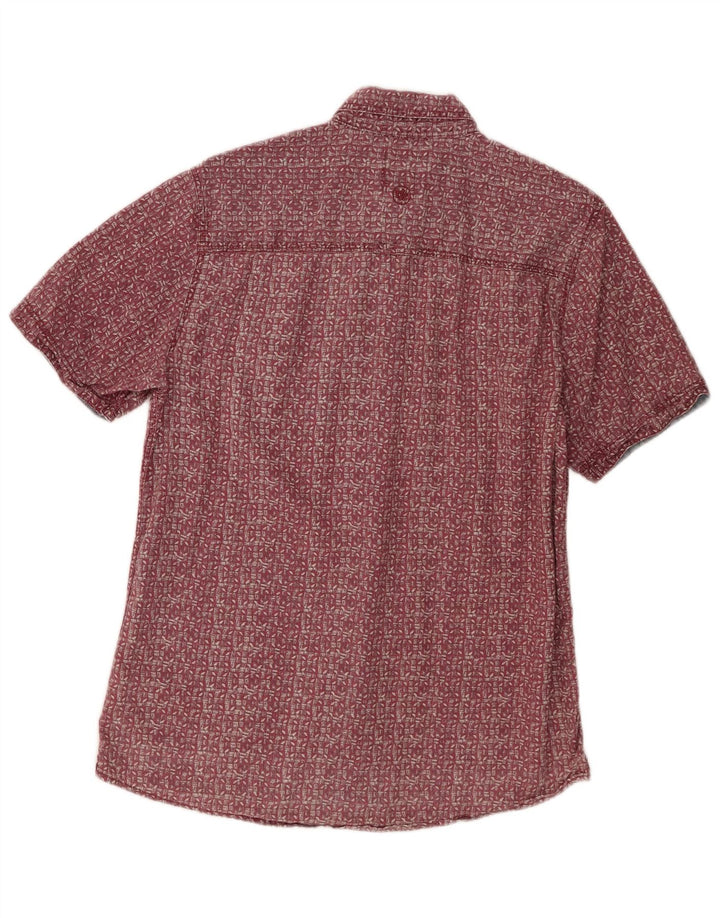 Camicia da uomo a maniche corte dal taglio classico Fat Face, in lino geometrico rosso piccolo