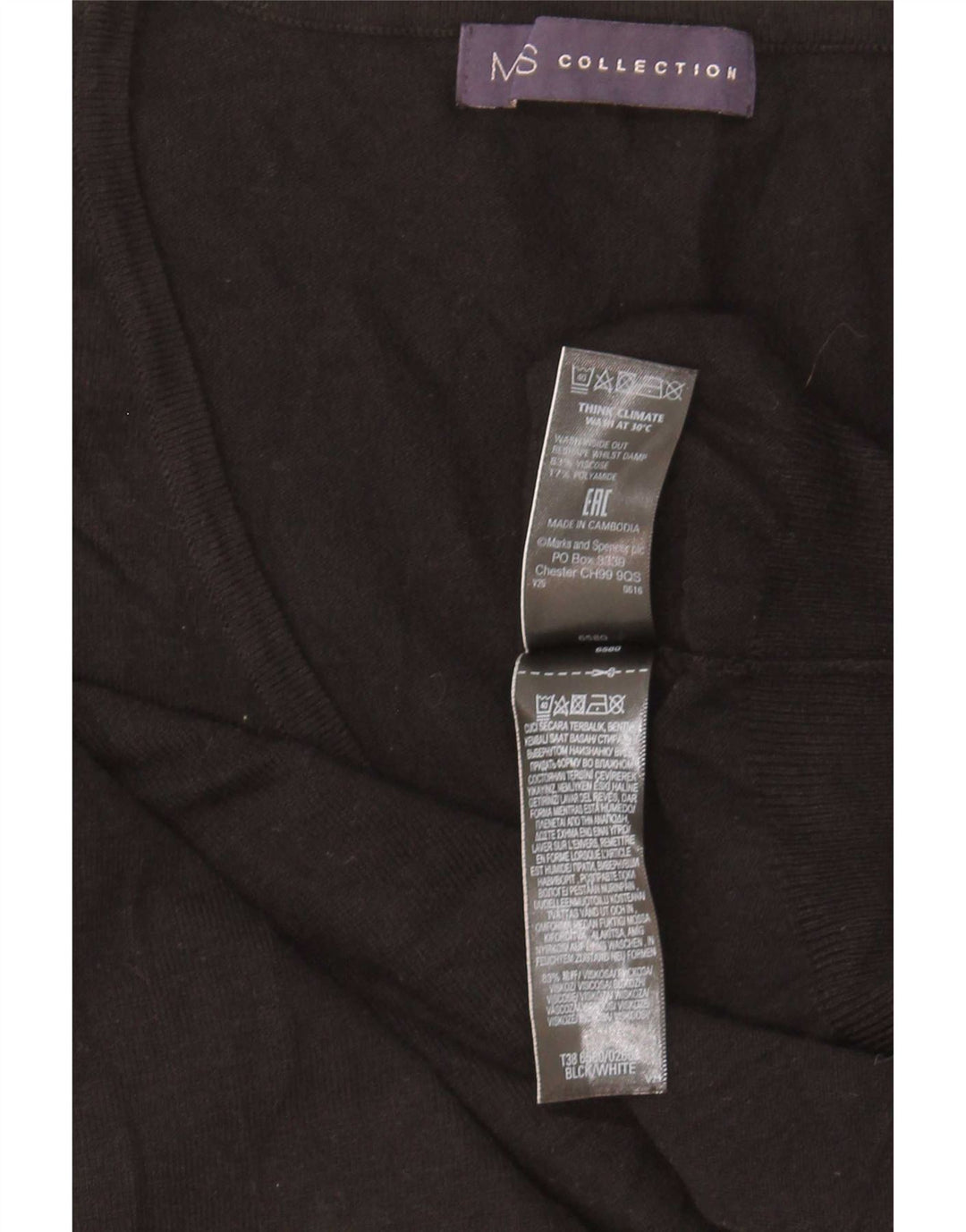 Maglione con scollo a V da donna Marks & Spencer UK 14 Viscosa nera media