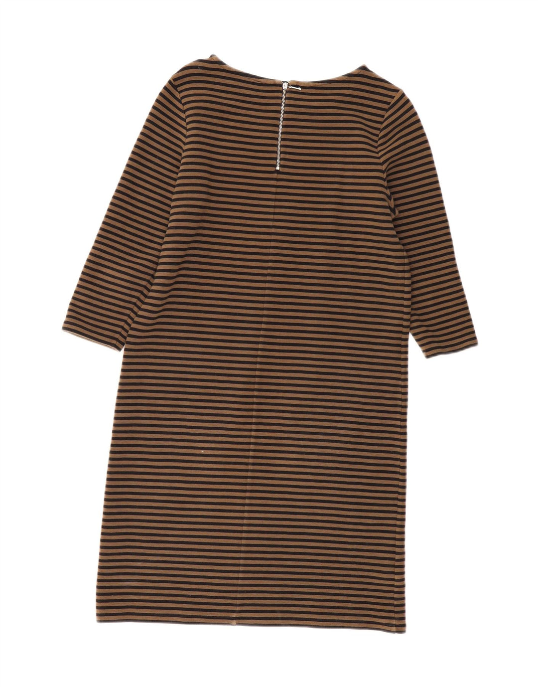 LAURA ASHLEY Abito da donna a trapezio con maniche a 3/4 UK 12 A righe beige medio