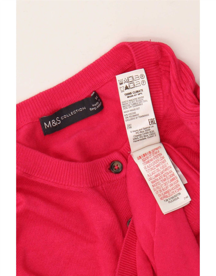 Maglione cardigan da donna Marks & Spencer UK 14 Viscosa rosa medio