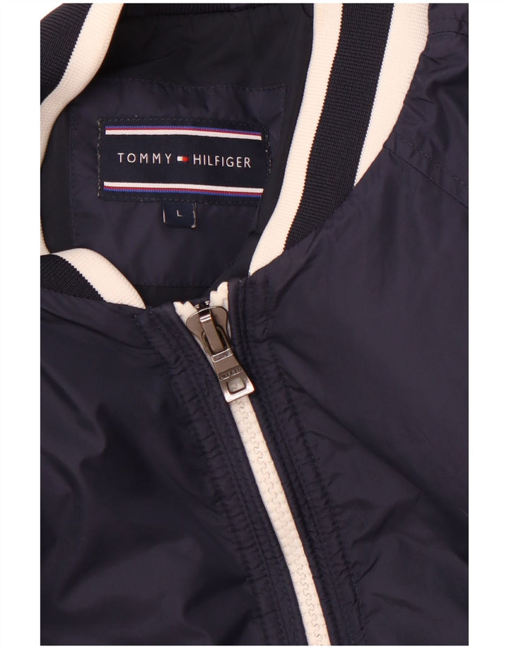 TOMMY HILFIGER Giubbotto bomber da donna UK 16 Large Blu Navy