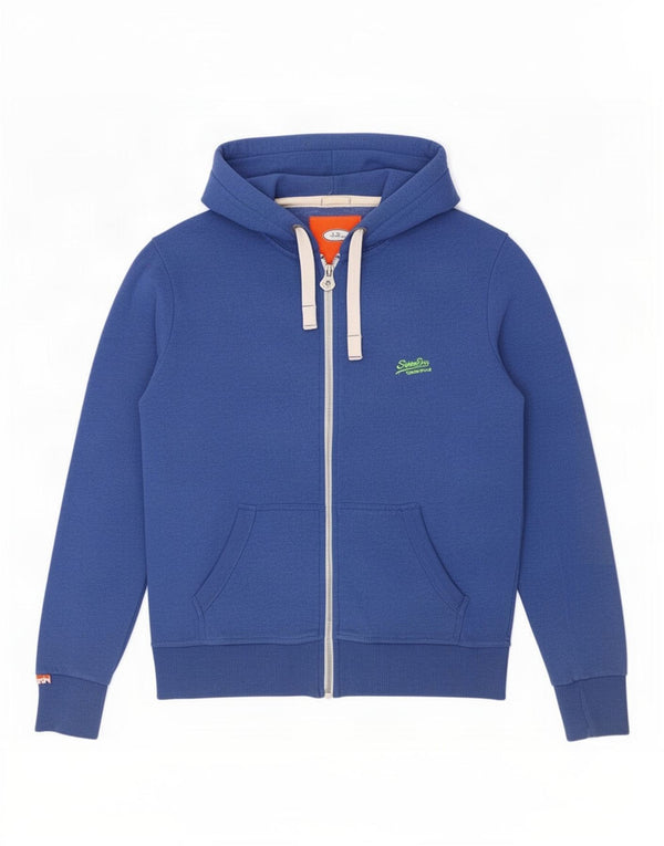 Maglione con cappuccio e zip da uomo Superdry grande in cotone blu