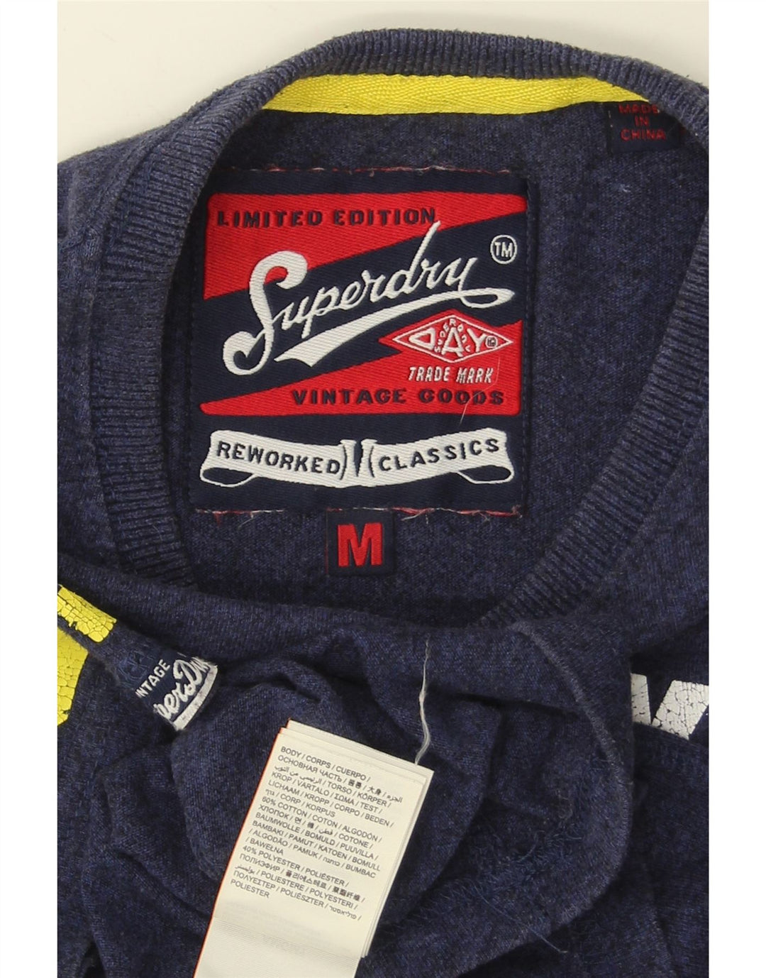 T-shirt grafica da uomo SUPERDRY Top in cotone blu navy medio