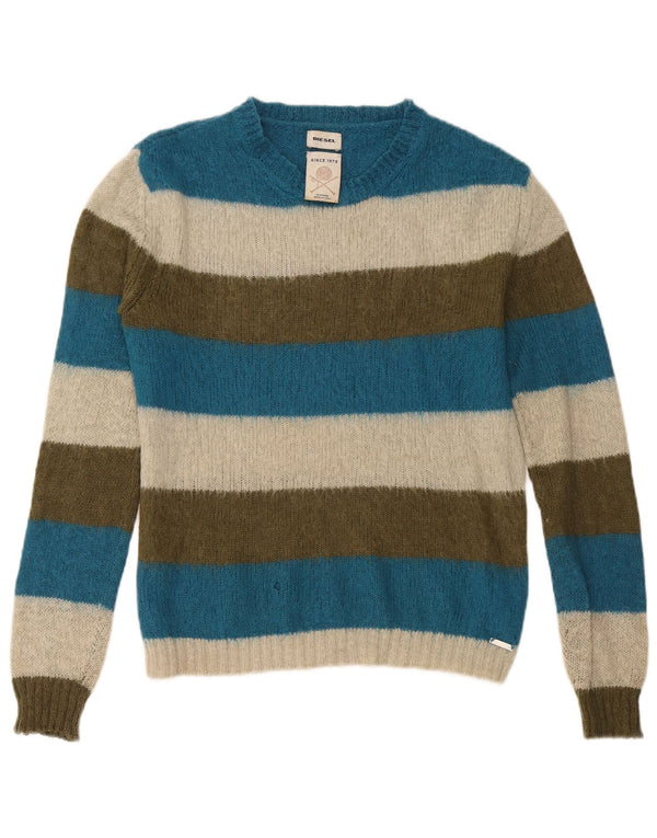 Diesel Maglione da uomo con scollo a barca Maglione piccolo acrilico a righe multicolore